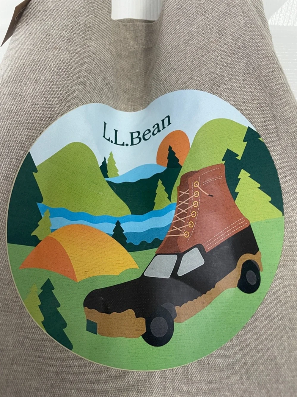 L.L. Bean Canvas Tote in Gray with Colorful Outdoor Graphic - Picture 2 of 6